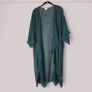 LULAROE Shirley Kimono Coverup Green Long Open Cardigan, size L